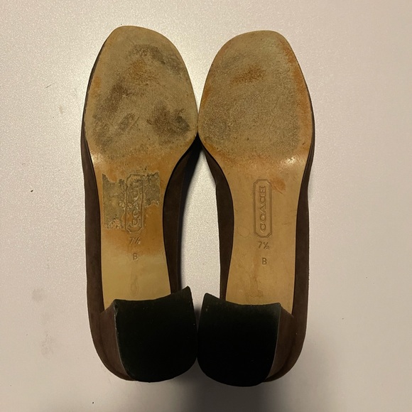Coach women’s brown suede shoes made in Italy size 7.5 B Heel shoes Mules - Picture 8 of 13